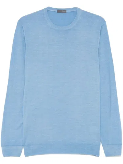 Drumohr Long Sleeve Crew-neck Sweater In Blue