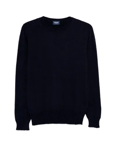 Drumohr Long Sleeve Crew-neck Sweater In Blue