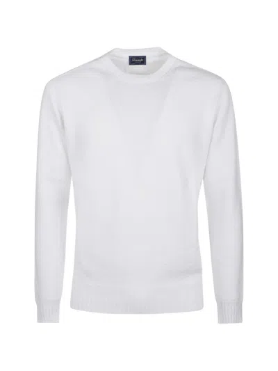 Drumohr Long Sleeve Crew-neck Sweater In White