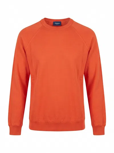 Drumohr Long Sleeve Logo Sweater In Orange