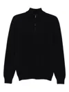 Drumohr Long Sleeve Mock-neck Zip Sweater In Black