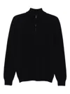 Drumohr Long Sleeve Mock-neck Zip Sweater In Black