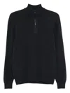 Drumohr Long Sleeve Mock-neck Zip Sweater In Gray
