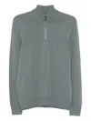 Drumohr Long Sleeve Mock-neck Zip Sweater In Green