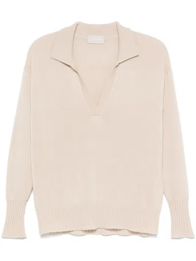 Drumohr Long Sleeve No Buttons Polo-neck Sweater In Beige