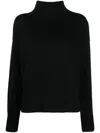 Drumohr Classic Roll Neck Sweater With Ribbed Detailing In Black