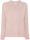 Drumohr Long Sleeves V Neck Oversized Sweater In Pink