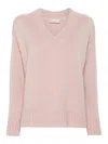 Drumohr Long Sleeves V Neck Oversized Sweater In Pink