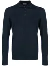Drumohr Long Sleeve Navy Blue Jersey Polo Shirt