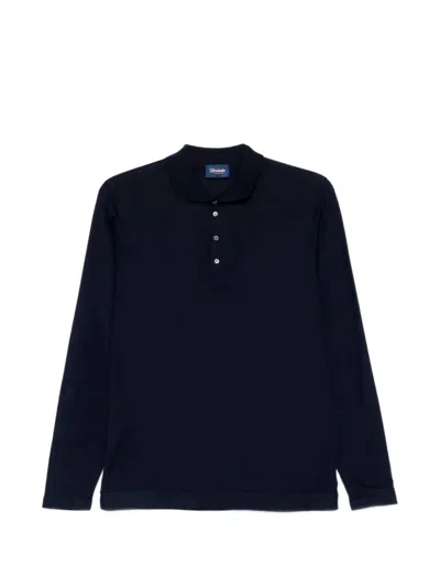 Drumohr Long Sleeve Polo In Blue