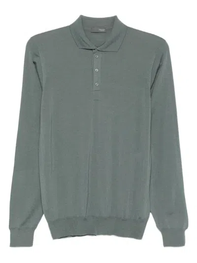 Drumohr Long Sleeve Polo In Green