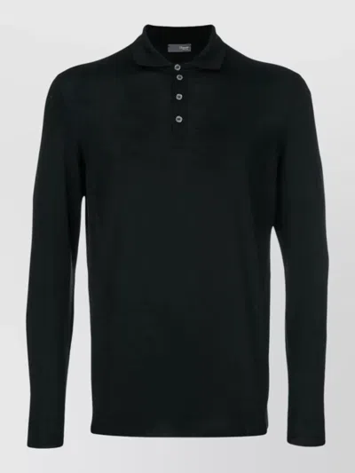 Drumohr Long Sleeve Polo Knitwear Sweater In Black