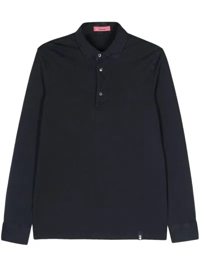 Drumohr Long-sleeve Polo Shirt In Blue