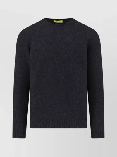 Drumohr Long Sleeve Ribbed Cuff Round Neck Sweater In Blue