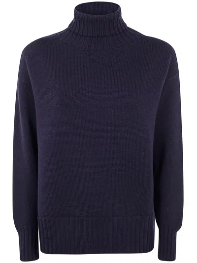Drumohr Long Sleeve Turtle Neck In Blue