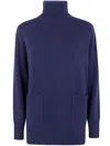 Drumohr Roll-neck Pocket Sweater In Blue