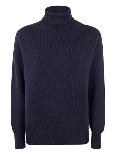 Drumohr Long Sleeve Turtle Neck In Blue