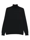 Drumohr Fitted Merino Wool Long Sleeve Turtleneck Sweater In Black