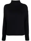 Drumohr Classic Roll Neck Sweater With Ribbed Detailing In Black