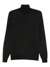 Drumohr Fitted Merino Wool Long Sleeve Turtleneck Sweater In Black