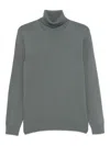 Drumohr Ribbed Collar Merino Wool Turtleneck Sweater In Green