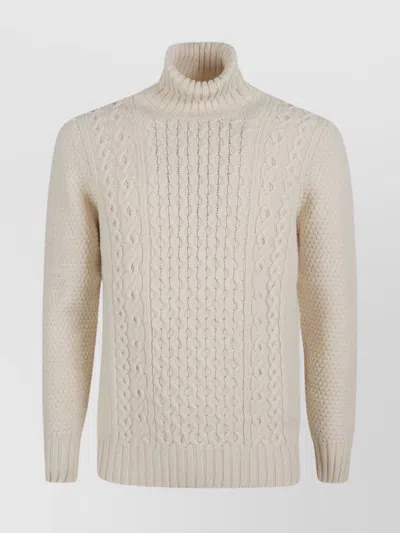 DRUMOHR LONG SLEEVE TURTLENECK CABLE KNIT SWEATER