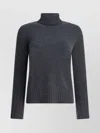 Drumohr Long Sleeve Turtleneck Knitwear With Ribbed Hem In Blue