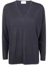 Drumohr Long Sleeve V-neck  Extrafine Sweater In Black