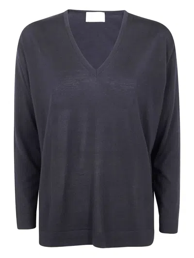 DRUMOHR LONG SLEEVE V-NECK EXTRAFINE SWEATER,L0D481NN 690 ONIX