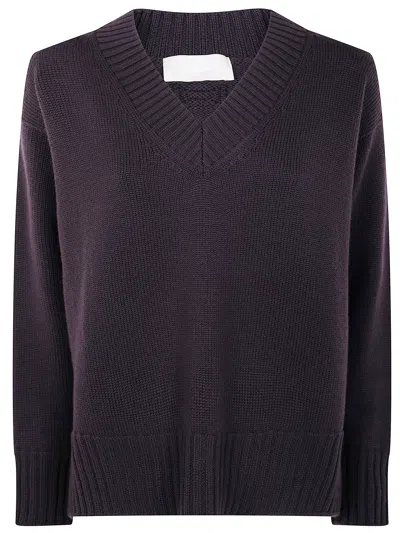 Drumohr Long Sleeve V Neck Sweat In Blue