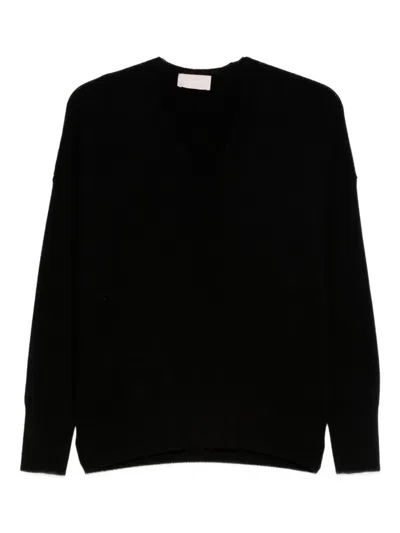 Drumohr Long Sleeve V-neck Sweater In Black