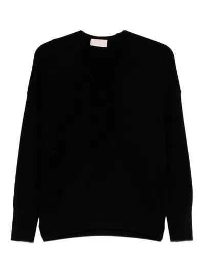Drumohr Long Sleeve V-neck Sweater In Black