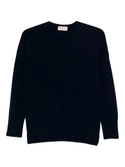 Drumohr Long Sleeve V-neck Sweater In Black
