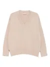 Drumohr Long Sleeves V Neck Oversized Sweater In Neutral