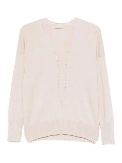 Drumohr Long Sleeve V-neck Sweater In Neutral