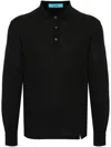 Drumohr Long-sleeved Cotton Polo With Logo Detail In Black