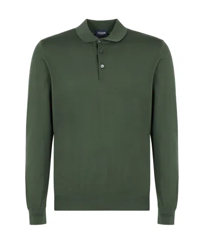 Drumohr Long-sleeved Polo Shirt In Black