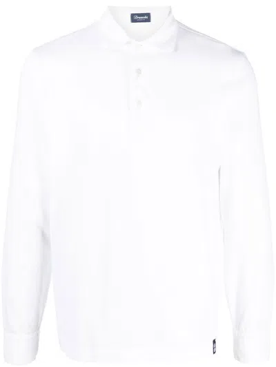 Drumohr Long-sleeved Polo Shirt In White