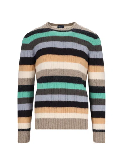 Drumohr Striped Ribbed Knit Pullover In Multicolor