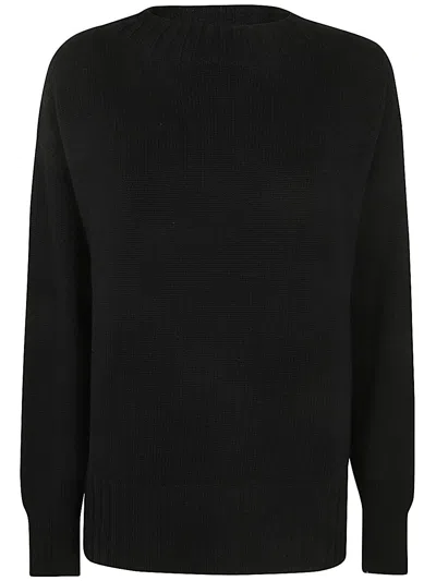 Drumohr Long Sleeves Crew Neck Oversized Sweater In Black