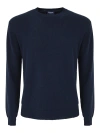 Drumohr Crew Neck Sweater In Shaved Cotton In Blue
