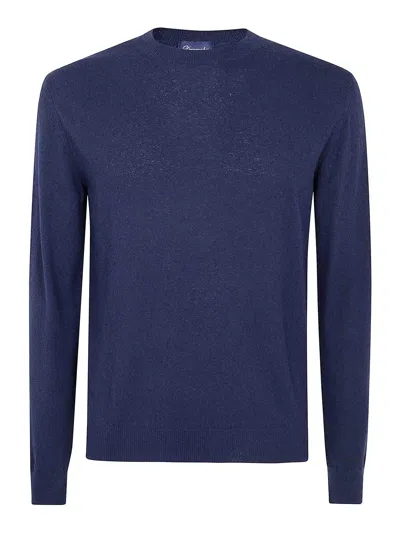 Drumohr Long Sleeves Round Neck Sweater In Blue