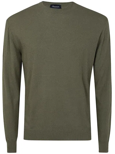 Drumohr Long Sleeves Round Neck Sweater In Green