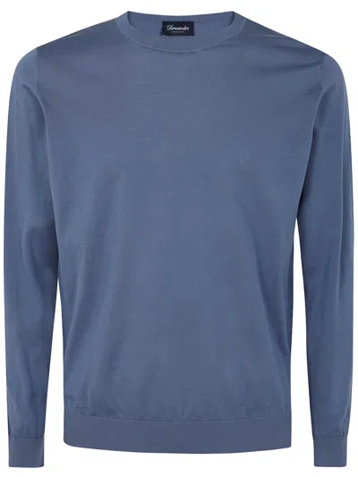 Drumohr Long Sleeves Round Neck Sweater Clothing In Blue