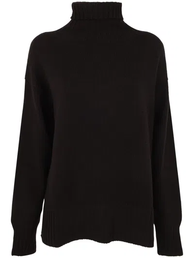 Drumohr Long Sleeves Turtle Neck Oversized Sweater In Brown