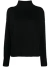 Drumohr Classic Roll Neck Sweater With Ribbed Detailing In Black