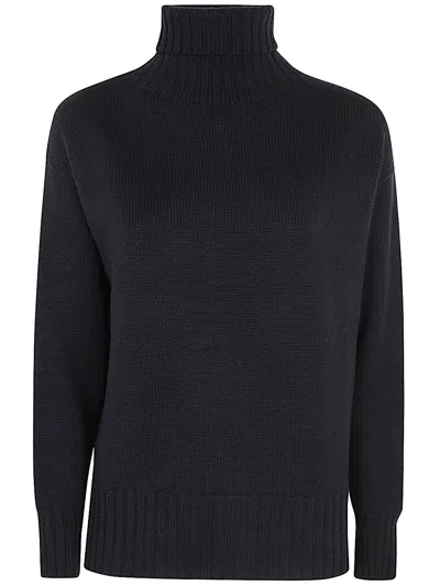 Drumohr Long Sleeves Turtle Neck Oversized Sweater In Negro