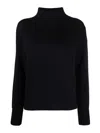 Drumohr Classic Roll Neck Sweater With Ribbed Detailing In Blue