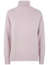Drumohr Long Sleeves Turtle Neck Oversized Sweater In Pink Quartz