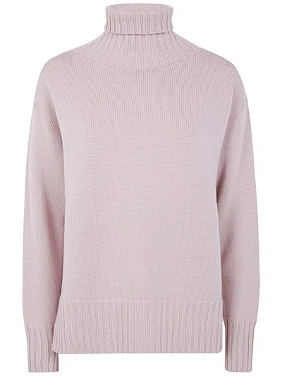 Drumohr Long Sleeves Turtle Neck Oversized Sweater In Pink
